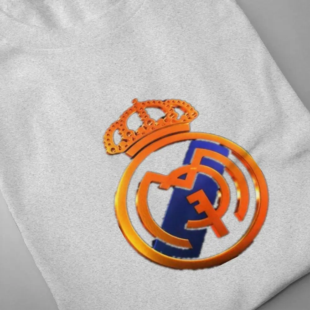 Three Dimensional Real Madrid Sign print casual mens o-neck tee shirt homme and fashion 100% Cotton Hip Hop Streetwaear T-Shirt