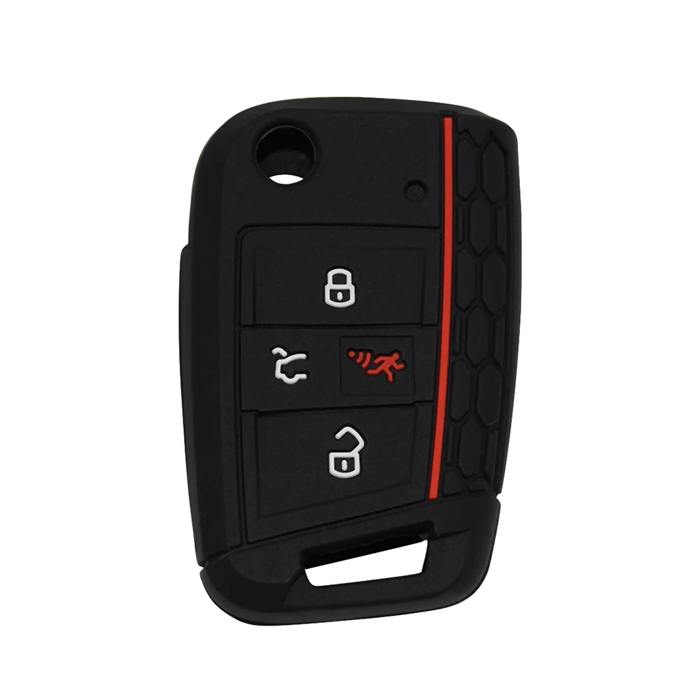 

4-кнопочный силиконовый чехол для ключа для Skoda Octavia Kodiaq Karoq SEAT Ateca Leon VW Polo Golf 7 MK7 Tiguan чехол для ключа автомобильные аксессуары