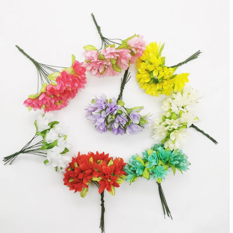

12PCS Artificial Flowers cherry simulation silk flower Gift Box diy wreath material Bride wrist flower Wedding flower decoration