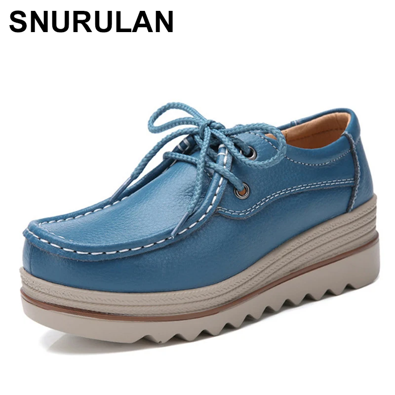 

SNURULAN Autumn Women Flat Shoes Platform Genuine Leather Non-Slip Loafers Creepers Chaussure Femme Comfort Sneakers Chaussures