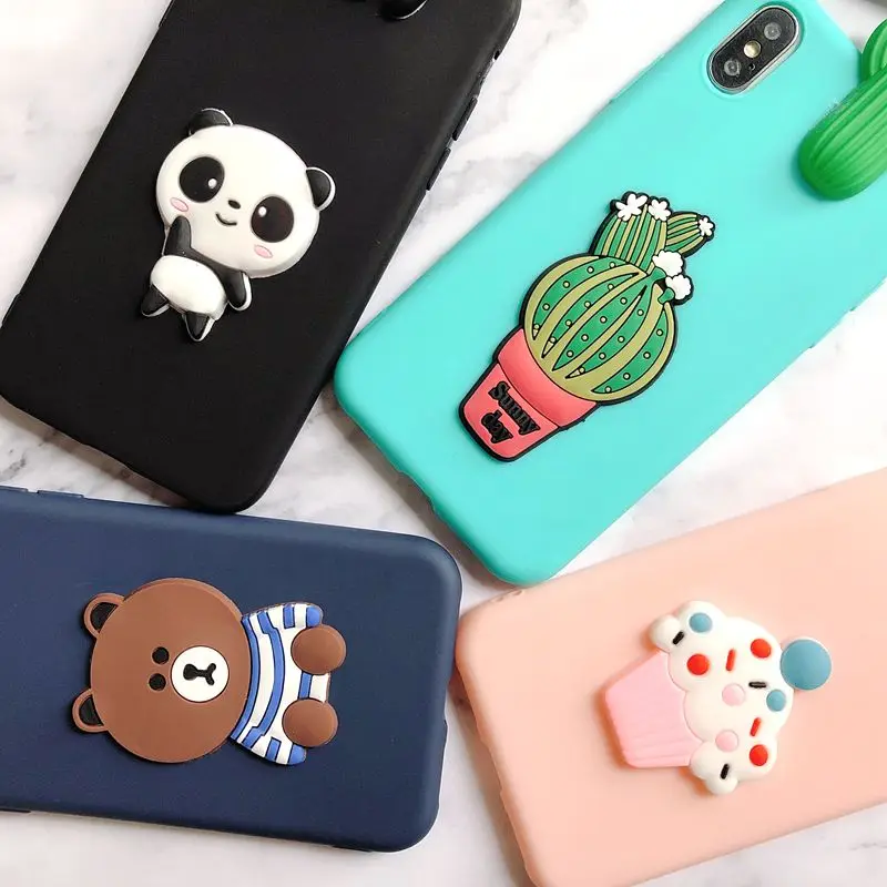 Для Coque iPhone X iPhone 5 5S se чехол 3D панда кактус силиконовый чехол для Funda iPhone 6 6S 7 8 Plus XR XS Max чехол etui