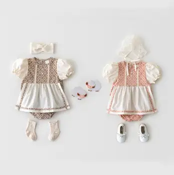 

2020 New Style Babys Girls Patchwork Romper Summer Babys Jumpsuit 0-3 Years QH642
