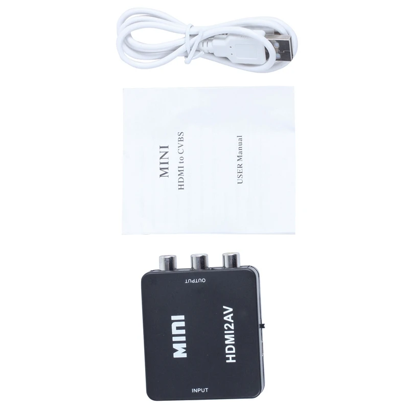 Мини HDMI к 3RCA CVBS композитный видео AV конвертер адаптер ТВ VHS VCR DVD черный