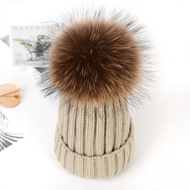 Winter Brand Female Fur Pom Poms hat Winter Hat For Women Girl 's Hat Knitted Beanies Cap Hat Thick Women Skullies Beanies