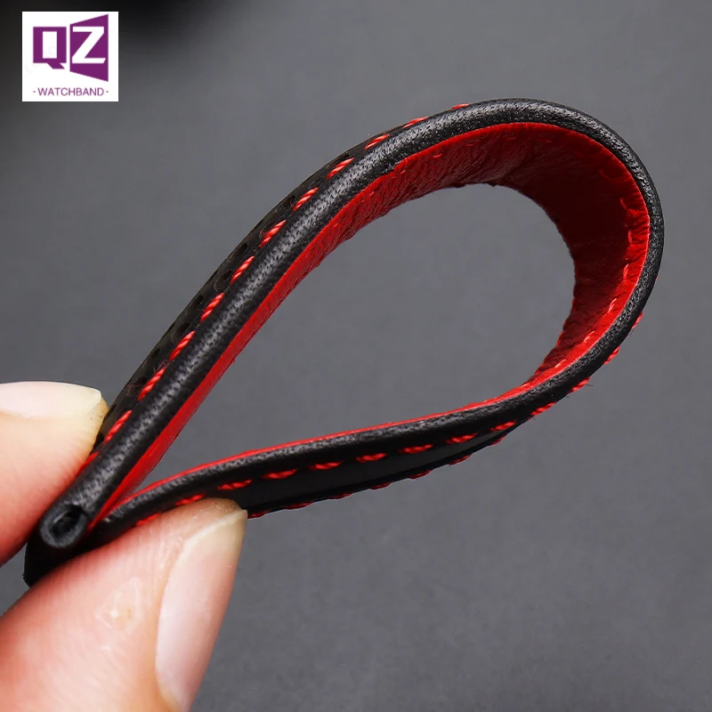 COW LEATHER Watch Strap 22mm watchband for tag heuer fiyta tissot watch band Red stitches Genuine leather bracelet High quality