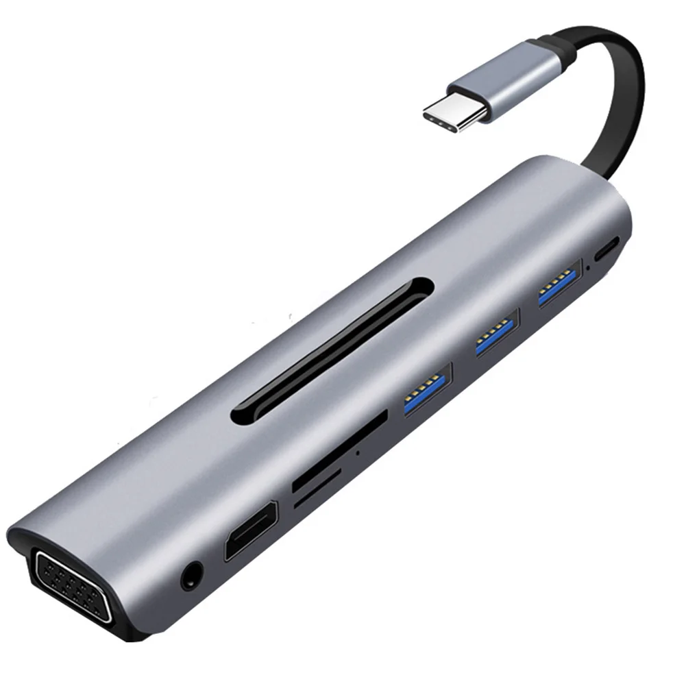 as shown Многофункциональный USB-C к HDMI VGA разъем аудио адаптер для ПК компьютера ноутбука JLRJ88 - Цвет: as shown