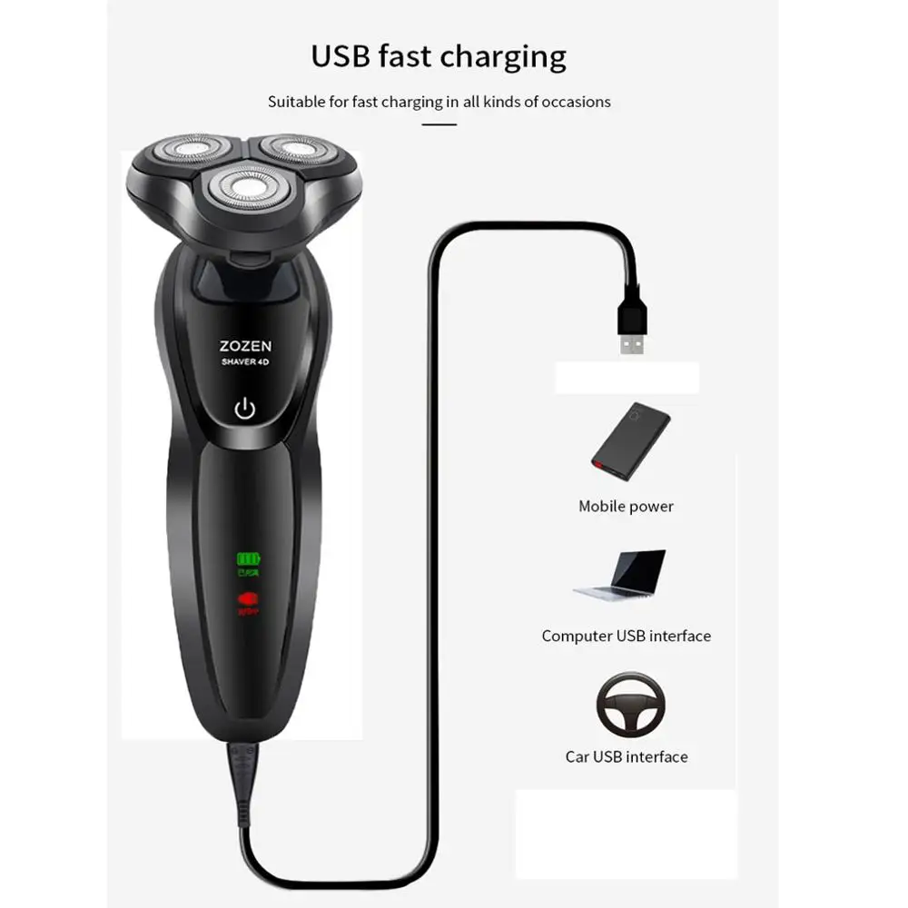 Günstig 4D Elektrische Rasierer Drei Messer Waschbar USB Lade Rasierer Elektrische Smart Razor Männer der Multifunktions Bart Trimmer Haar Trimmer