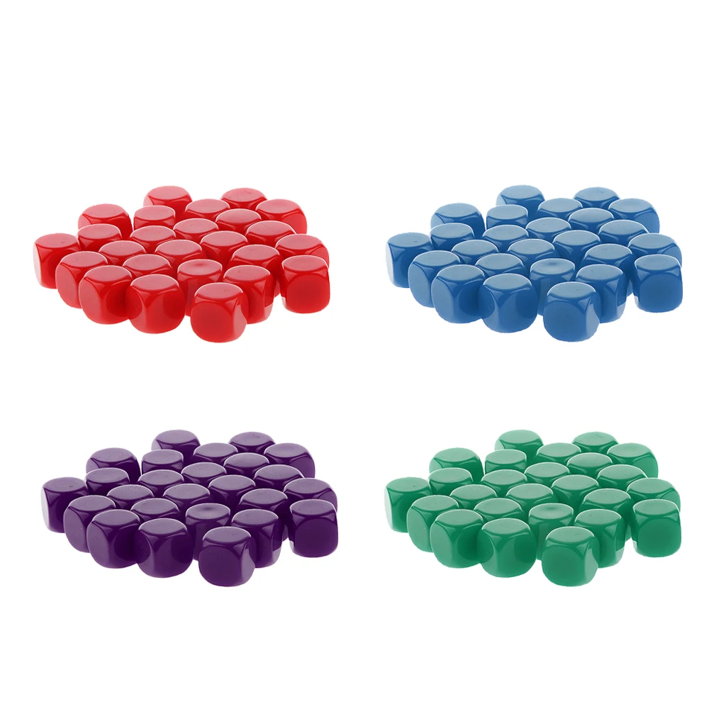 4X 25pcs Blank Six Sided D6 Dice D&D RPG Counting Cubes Board Game Favours