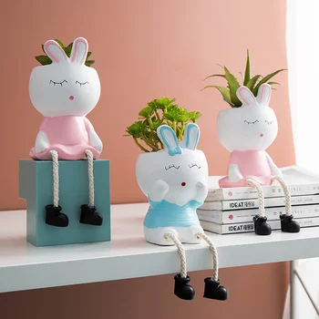 

Cute rabbit hanging feet home decoration accessories Living room bedroom TV cabinet children gifts Cartoon Potted bottle