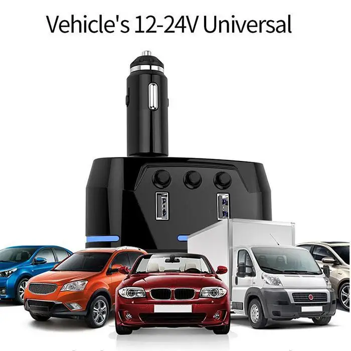 Двойной USB порт 3 Way Авто мобильный телефон планшет прикуриватель 100 Вт розетка для дома, повседневный разветвитель зарядное устройство