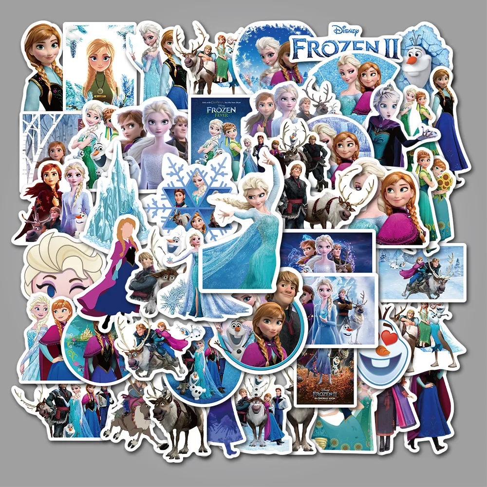 

50 Pcs Stickers Princess Elsa Graffiti Sticker for Kids on Laptop Skateboard Suitcase Bike