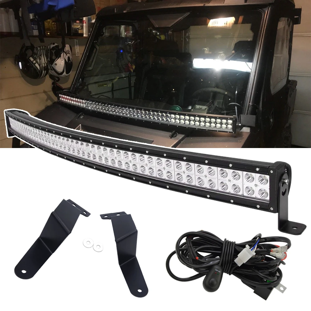 50 inches 288W Curved LED Light Bar with Wiring Kit and A-Pillar Brackets For Polaris Ranger 1000 900 regular crew XP and 570