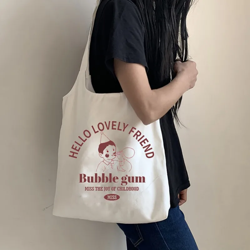 

shoulder bag Ladies Embroidery Canvas Shopping Bags Female Eco Cotton Cloth Handbag Foldable Tote Large Capacity