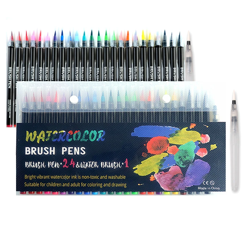 48pcs Mixed Color Dual Tip Brush Marker Pen, Brush Tip and Finelinner Marker  For School, Drawing, Writing, Jornaling