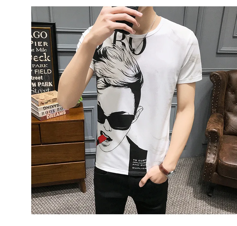 Летняя Новинка, футболка с персональным принтом, Camiseta Hombre, Клубные вечерние футболки, Hombre, Hombre, Manga Corta, корейский топ, короткая футболка