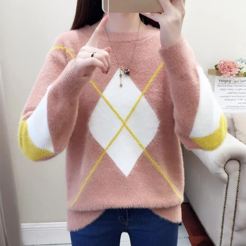 

Pullover Women Sweaters Velvet Knit Sweater 2020 Autumn Loose Long Sleeve Sweater Women's Jumper