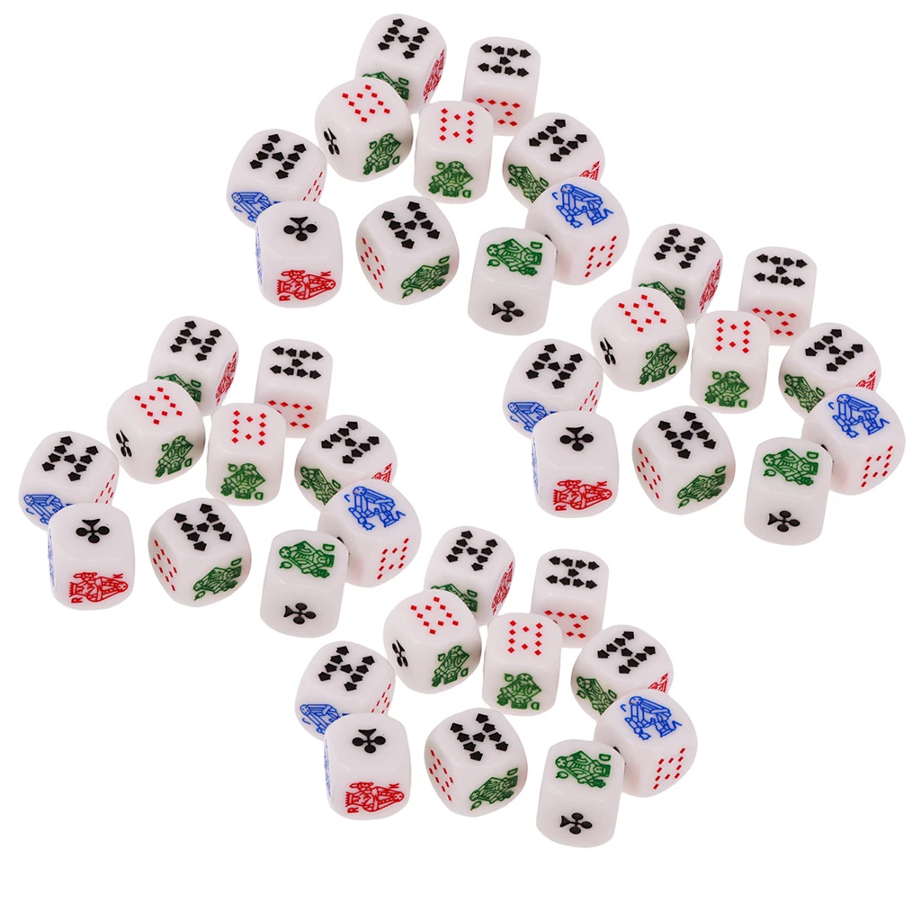 40 Pieces 16mm Six Sided Poker Dice For Casino Poker Card Game Favours