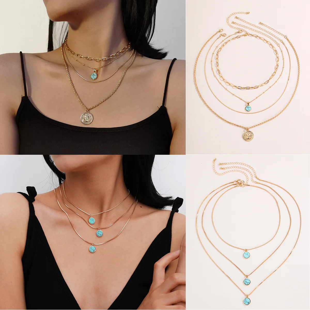 Ожерелье с подвеской в виде монеты и камня портретом модное ожерелье чокер для