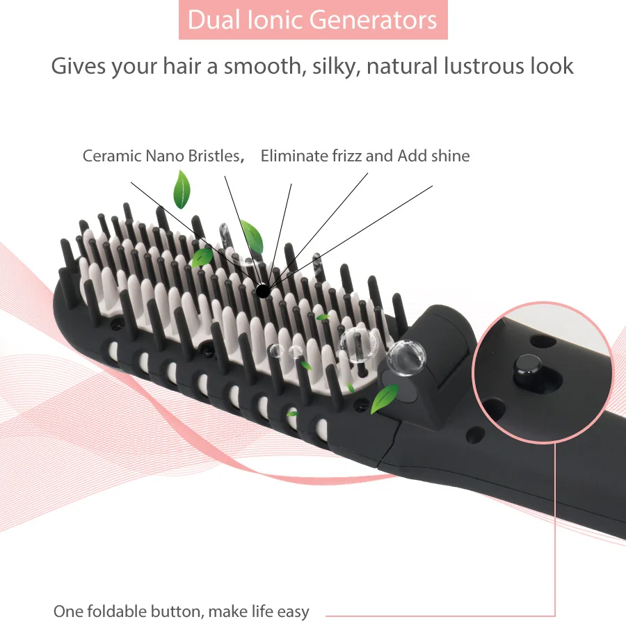 HairDiva Волшебная Складная Ионная Щетка для волос портативная электрическая расческа для выпрямления волос путешествия выпрямитель для волос анти ожоги в черном цвете