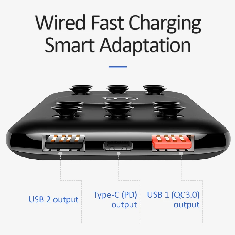 

Wireless charger 10000mAh Power Bank 18W QC 3.0 PD Fast Charging Power bank With Suction Cup for iPhone Samsung