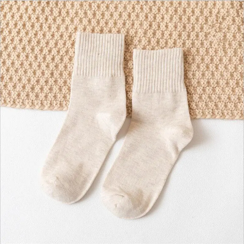 1 пара модных женских носков хлопковые полосатые носки женские носки в стиле ретро на весну, осень и зиму, японские однотонные женские носки - Цвет: 8