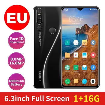 

16Gb Mobile Phone Android 6.3 Inch Waterdrop Display Triple Camera Fingerprint Face Id Smartphone
