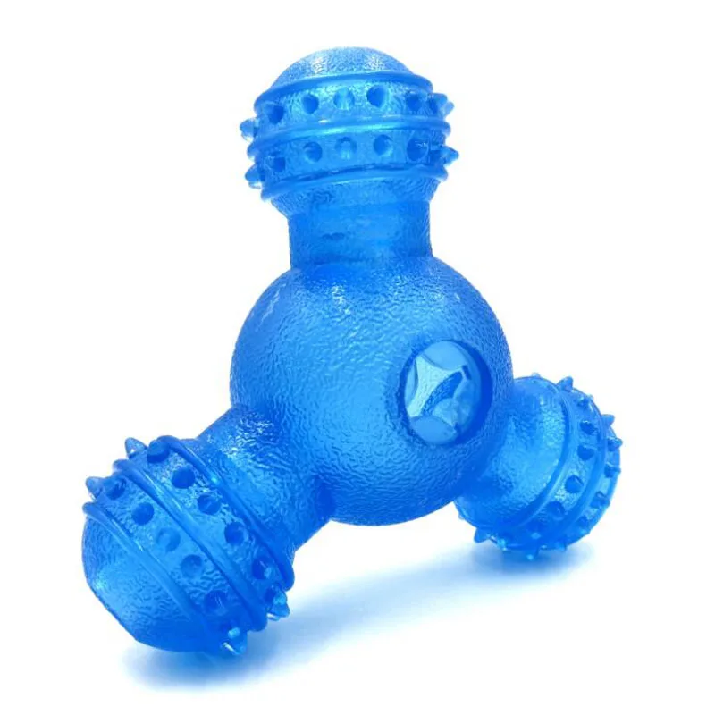 Blue Игрушки для Кормления Собаки, три отверстия, стакан для утечки, контейнер для еды, щенок, кошка, медленная подача, инструмент для чистки зубов, Жевательная обучающая Стоматологическая игрушка - Цвет: Blue