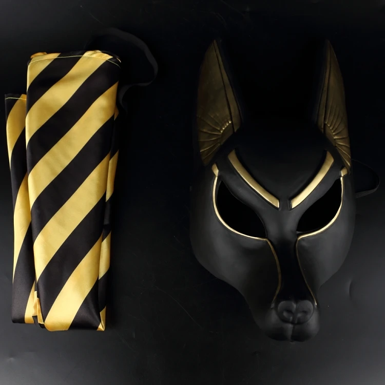 Египетская Anubis косплей маска для лица платок Canis Spp голова Волка шакал реквизит в виде животных Хэллоуин Необычные Вечерние