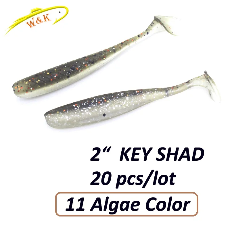 Малый Swimbait " T-Tail Shad 20 шт./лот рыболовные приманки с солью и ароматом мягкие приманки тонущие шэд гольян ледяные рыболовные приманки - Цвет: Algae Color 05