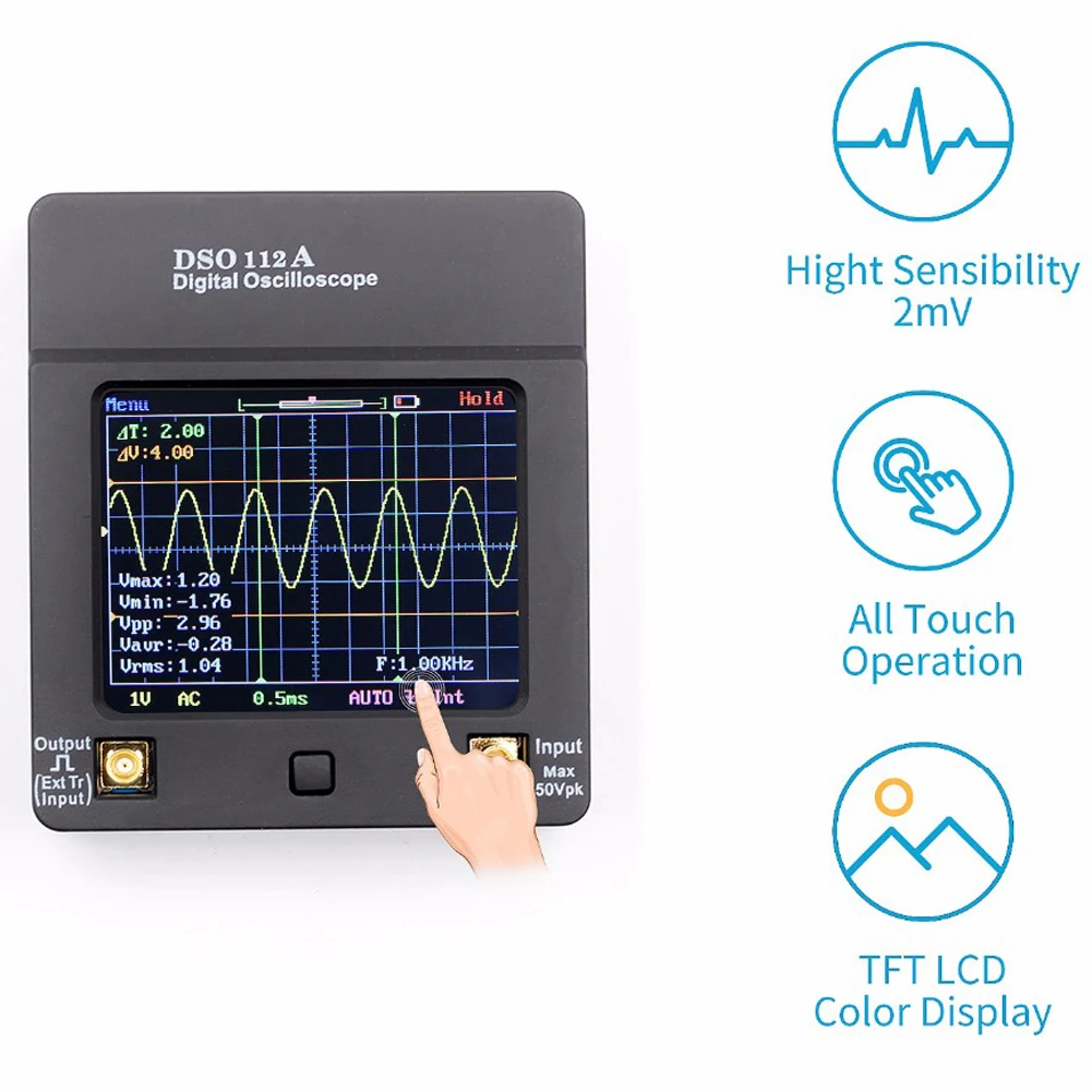 Карманный цифровой осциллограф комплект 2,4 дюймов TFT 1Msps с открытым исходным кодом с зондом