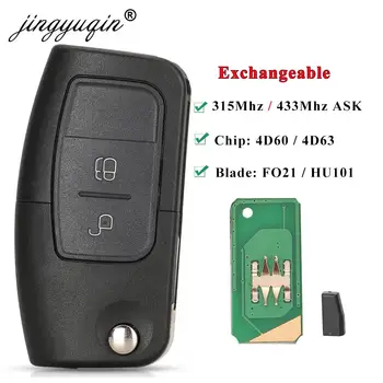 Keyforkess 2 pulsanti Flip pieghevole 315/433MHz chiave auto remota per Ford Eco Sport Focus Mk2 Fiesta Ranger Kuga 4D60 4D63 Fo21 HU101