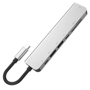 

7 in 1 Type-c Docking Station PD USB Hub Multi Surface Carbon Laptop HDMI High Speed Port for Lenovo Samsung