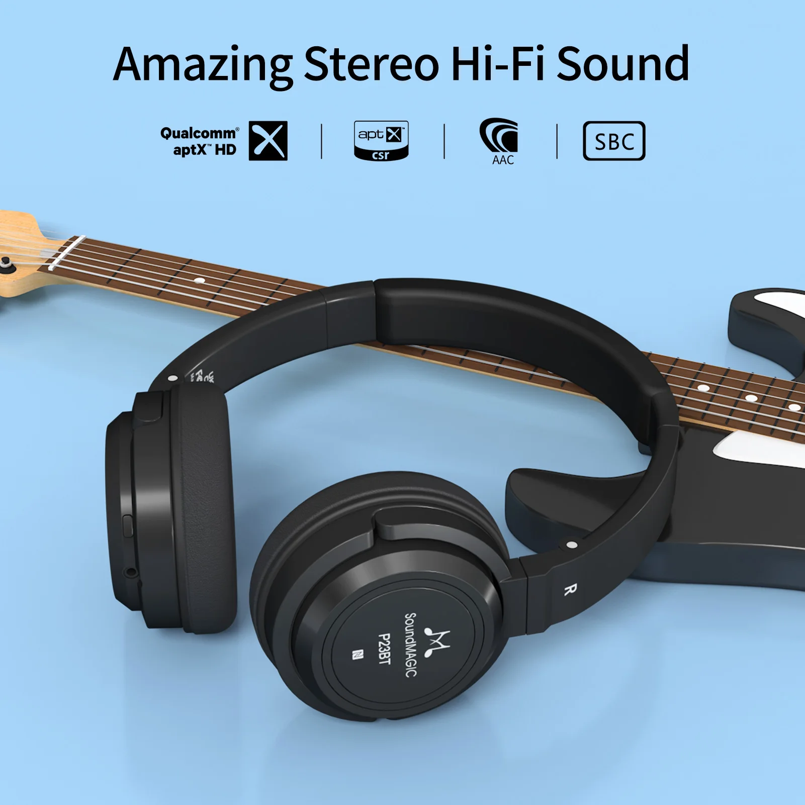 Soundmagic-fones de Ouvido sem Fio Isolamento de Ruído Estéreo de Alta P23bt com Bluetooth Portátil Fidelidade Som - Image 3
