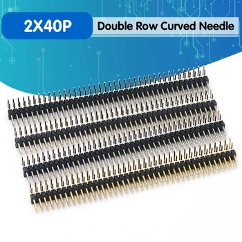 

5pcs/lot 90 Degree Pin Header 2.54mm 2X40P Double Row Curved Needle Male Pin Header Connector Gold Plated/Copper