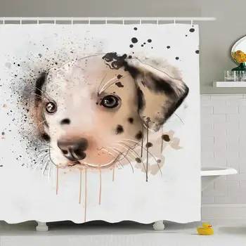 

Shower Curtain Set with Hooks 60x72 Animal Collection Parrot Front Dalmations Group Cute Animals Fish Wildlife Studio Frog