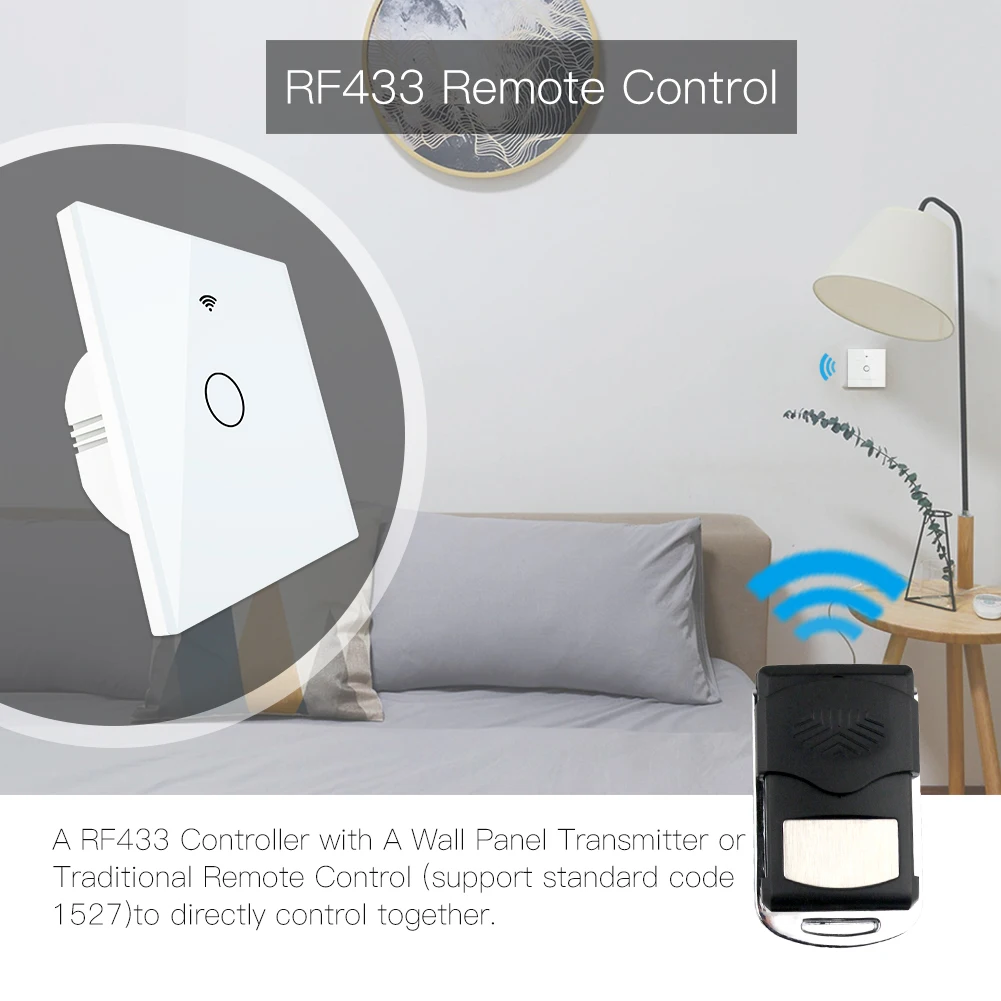  WiFi Smart Glass Panel Switch Tuya App Remote Control Work With Alexa Echo Google Home RF433 EU Typ - 4000098875281