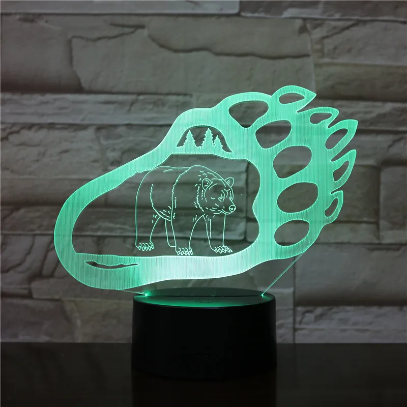 Медведь Дизайн лапа форма светодиодный 3D ночник с 16 цветов дистанционное изменение Дети Спящая Ночная Атмосфера дропшиппинг 3D-2248