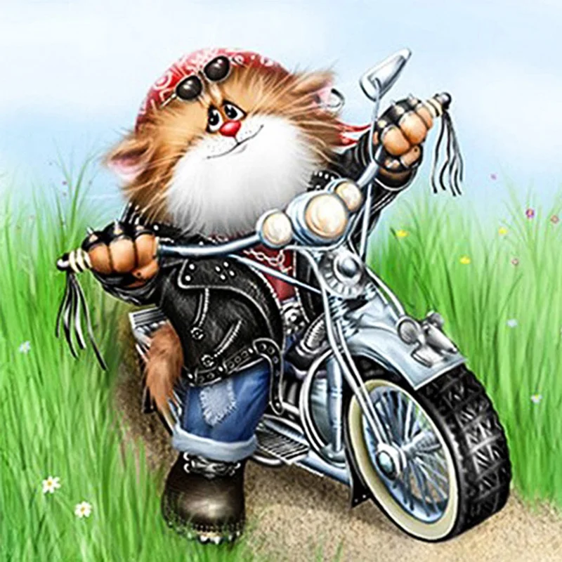 

Cross Stitch Kit DIY Diamond Embroidery Motorcycle cat Full Square/round Diamond Painting Mosaic Home Decor