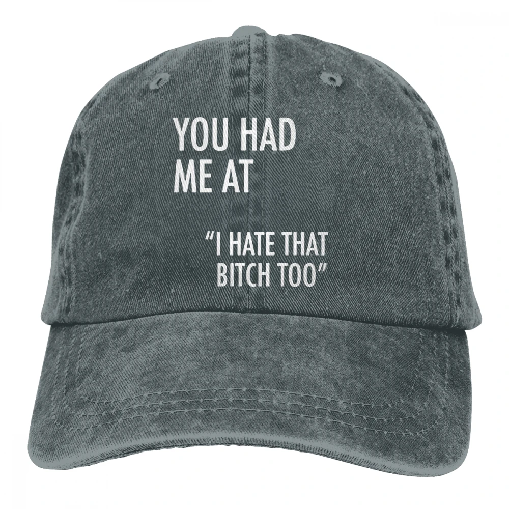 Горячая Распродажа, у вас есть у меня в L Hate That Bitch Too Casquette Черная мужская женская джинсовая бейсболка с ремешком, регулируемая шапка для гольфа, папы