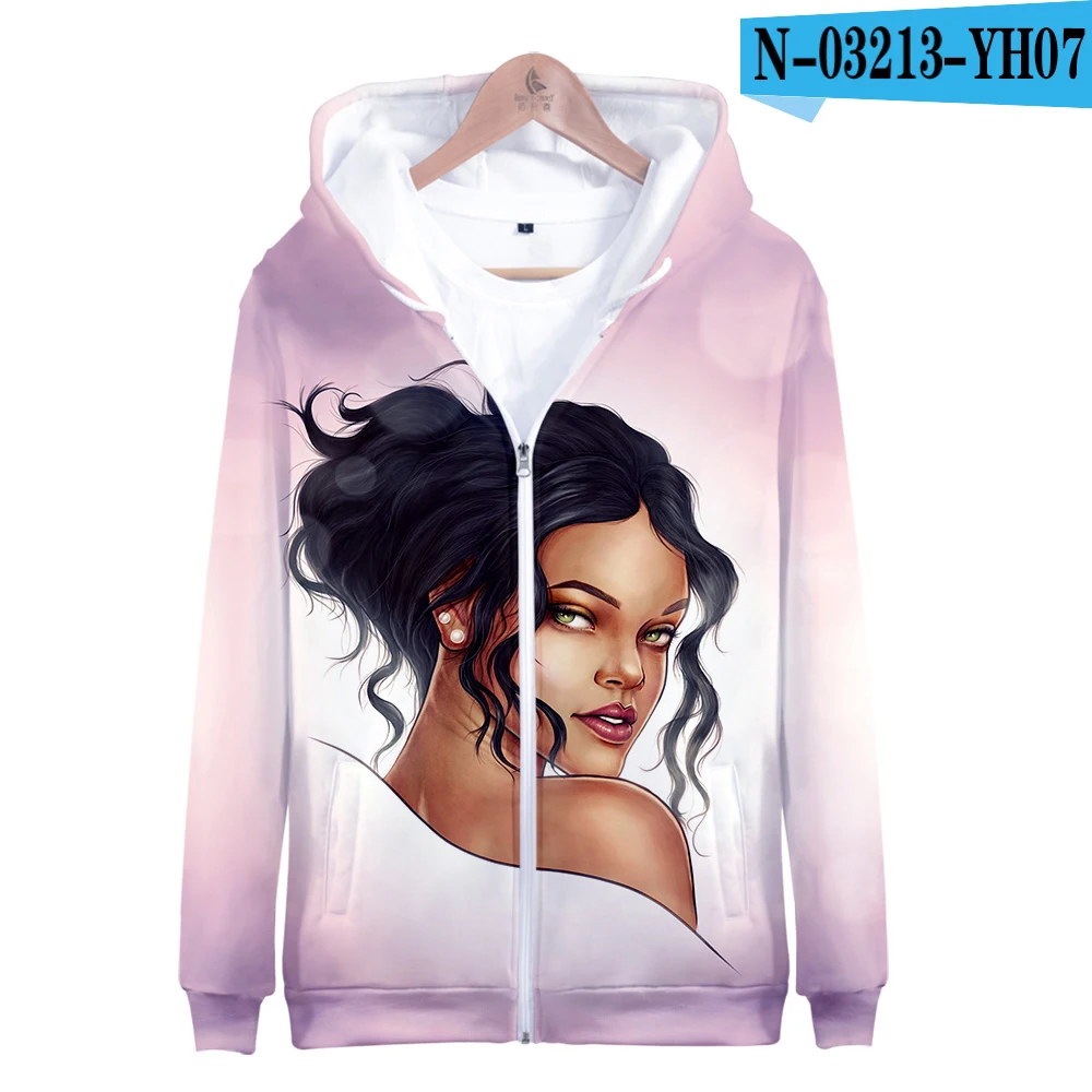 Горячая Распродажа Rihanna куртка на молнии 3D толстовки Толстовка для женщин Rihanna Harajuku толстовки плюс размер для женщин плюс размер - Цвет: A