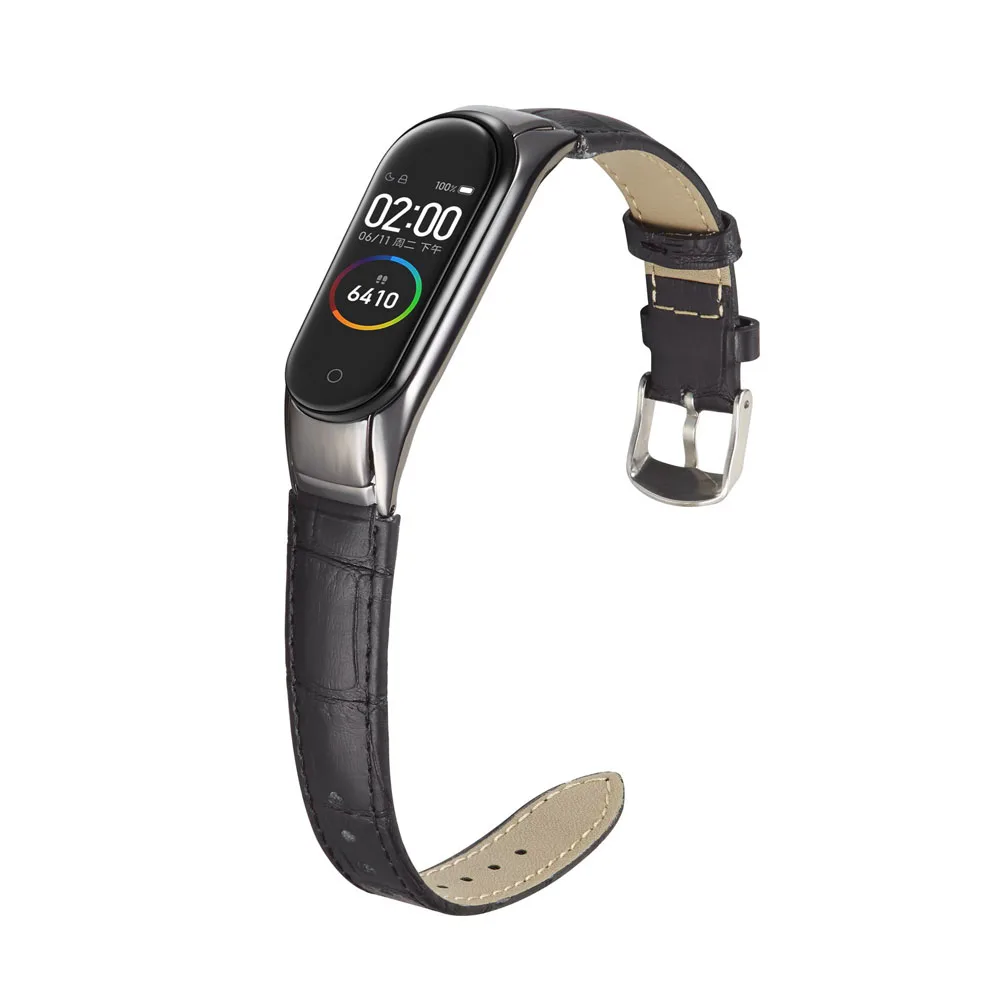 For Xiaomi Mi Band 4 Strap Crocodile Genuine Leather Wristband For Xiaomi Mi Band 3 Bracelet Replacement Strap For Mi 3/4