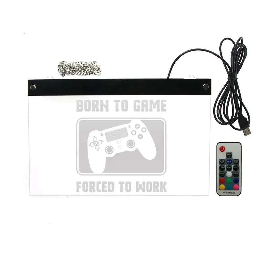 DPD-018 Born To Game foruled To Work лозунг настенное искусство нетбар клубный Декор дисплей доска цвета Изменение светодиодный неоновый знак подарок для любителей игр - Цвет: DPD-018
