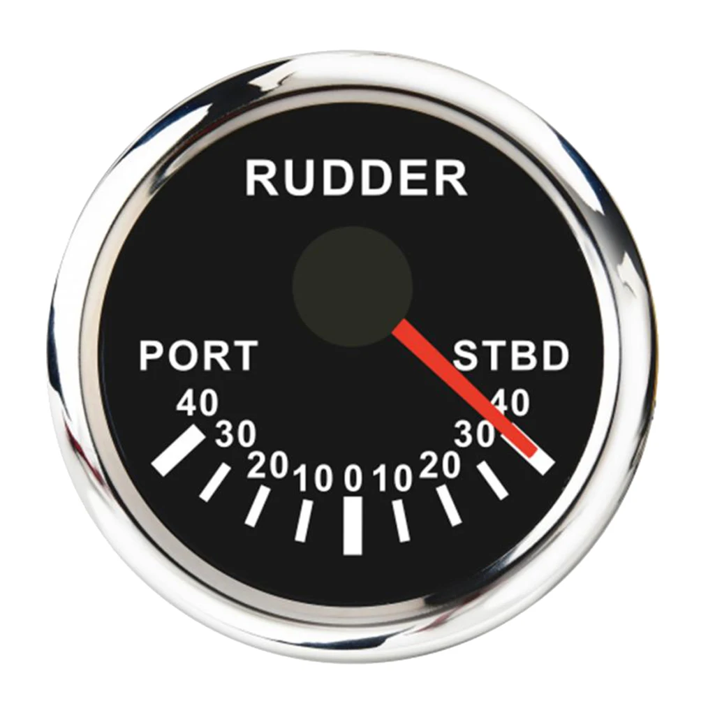 52mm Durable Rudder Angle Indicator Gauge Meter 0-190ohm Signal with LED Backlight - Black Dial