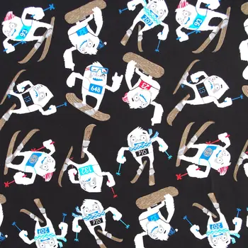 

1 yard Cartoon fabric, skiing printed Cotton Woven Fabric (width=130cm)