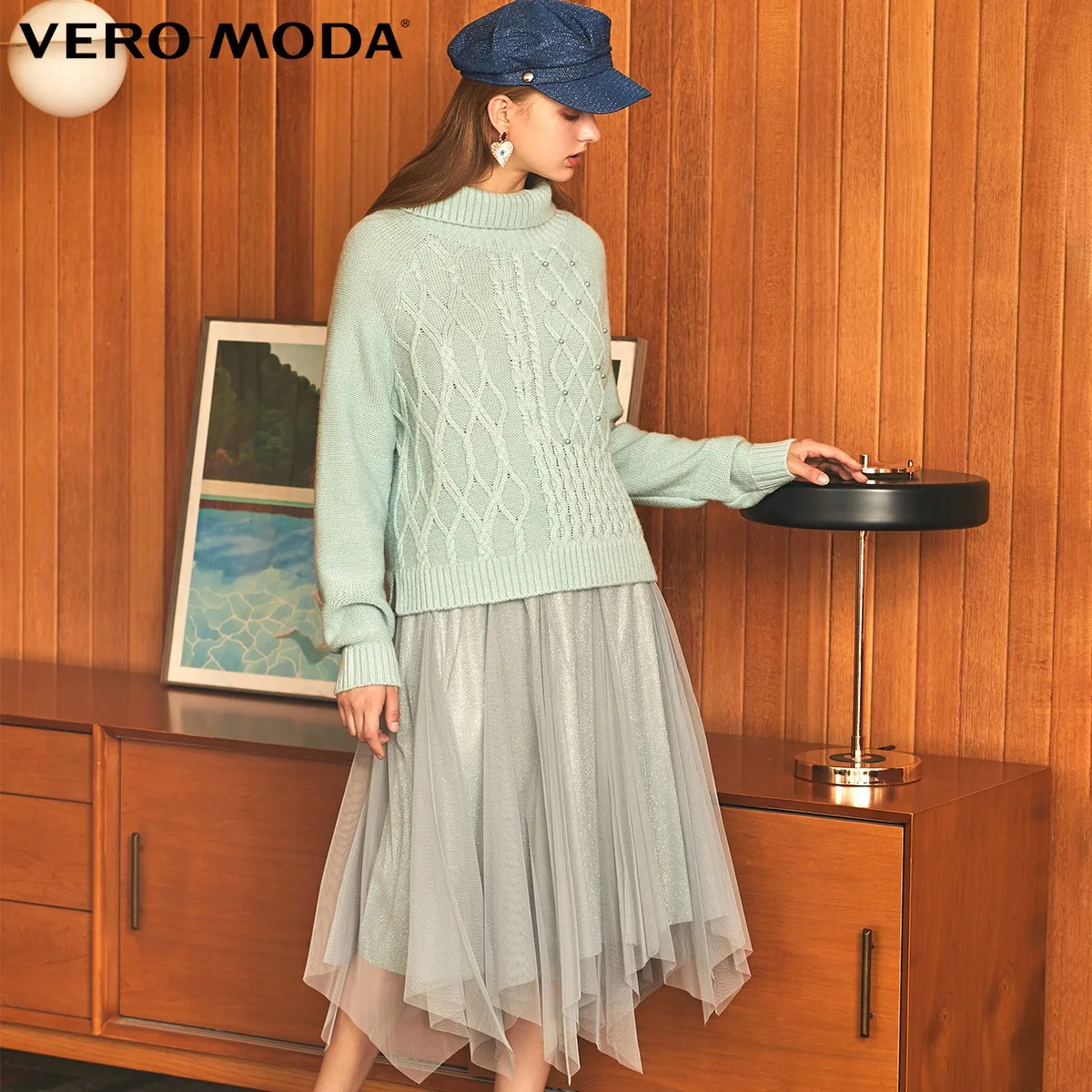 Vero Moda новое платье трапециевидной формы из двух частей средней длины с высоким воротником | 319446539 - Цвет: Stroke green