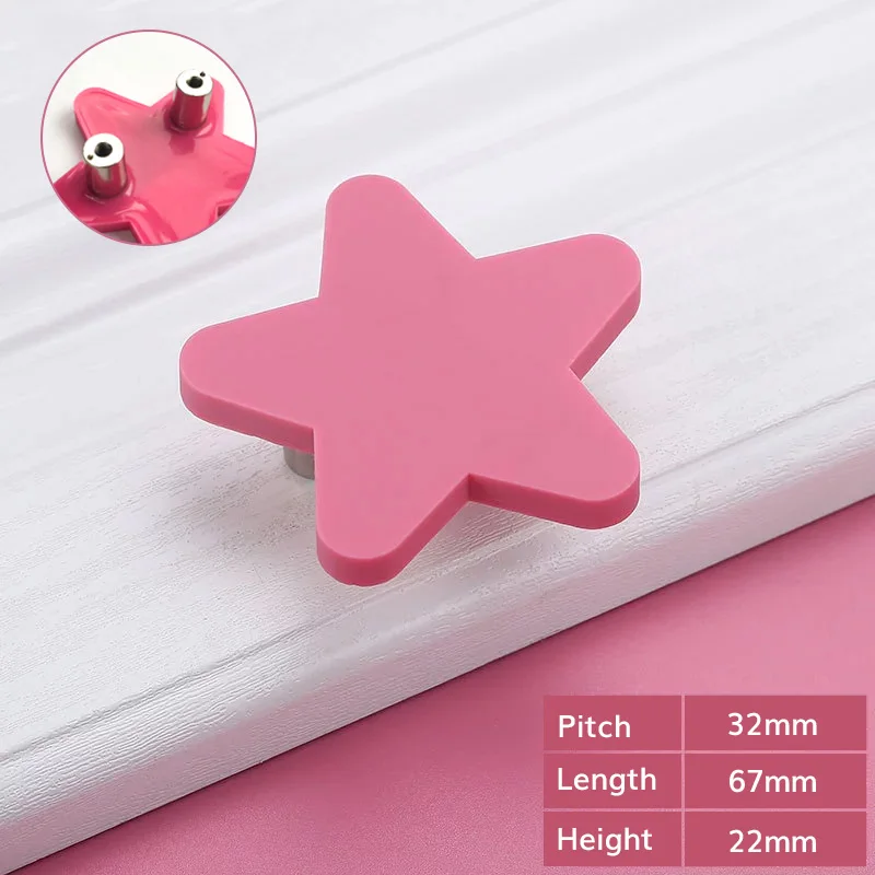 Pink Star L Детские резиновые дверные ручки милое Розовое Сердце Звезда Луна облако кухонный шкаф ручки и ручки Мебель Ручки выдвижной ящик - Цвет: Pink Star L