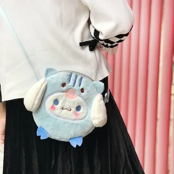 

Cute Cinnamoroll Dog Plush Messenger Bag Cosplay Soft Stuffed Animal Zipper Phone Purse Girl Lolita Kawaii Cartoon Shoulder Bags
