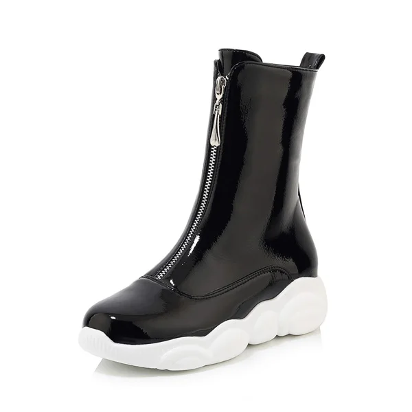 CDPUNDARI/ г.; зимние ботинки; женские ботильоны; женские зимние ботинки на платформе; женская обувь; botas mujer; chaussure femme - Цвет: Черный