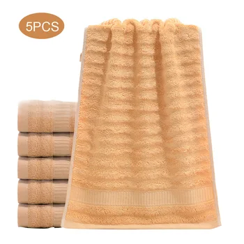 

5pcs Hand Face Towel Washcloth Wave Pattern High Absorbent Bamboo Fiber Bathroom Soft Portable Washable Spa Gift Multifunction