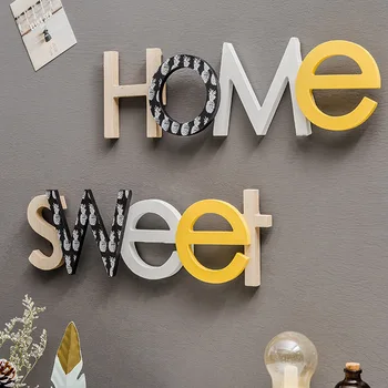 

Nordic Wood Conjoined letters wall hanging ornaments Sweet Home Alphabet Crafts personality English letters wall decoration